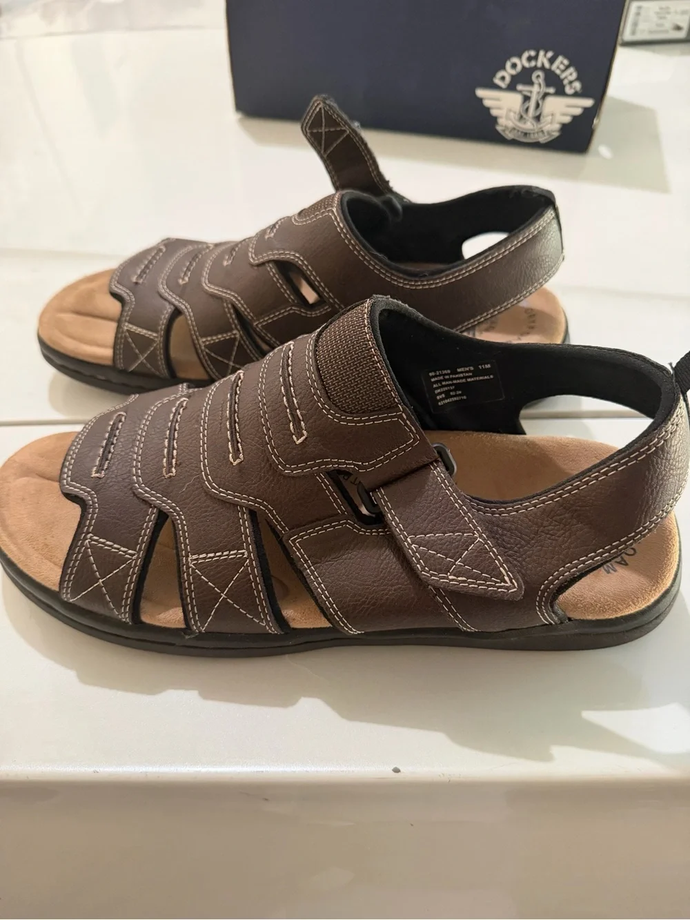 Dockers Men's Brown Fisherman Sandals with Memory Foam